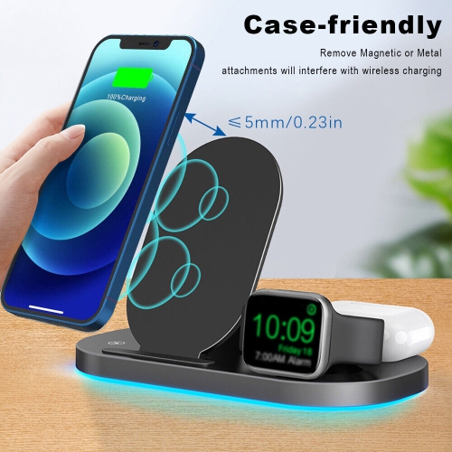 3 in 1 15W Fast Charging Pad Dock for Apple iPhone/iWatch Series, Samsung Galaxy