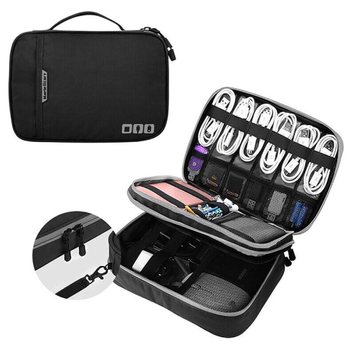 Electronics Travel Organizer for iPad Mini, Kindle, Hard Drive, Cables, Chargers