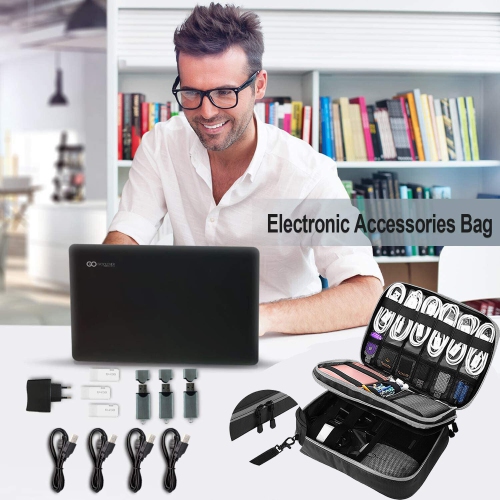Electronics Travel Organizer for iPad Mini, Kindle, Hard Drive, Cables, Chargers