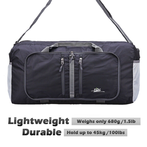 Sac de sport pliable de 40 l pour le sac de sport léger de voyage, noir