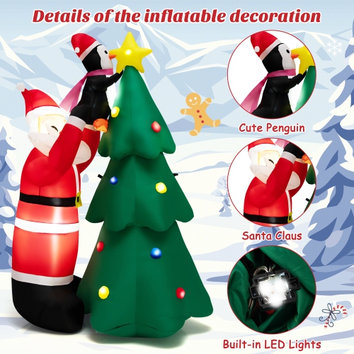 Costway 6 FT Inflatable Christmas Tree & Santa Claus w/ LEDs & Air Blower