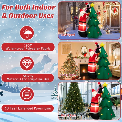Costway 6 FT Inflatable Christmas Tree & Santa Claus w/ LEDs & Air Blower