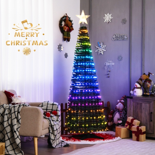 Costway 6.2 FT Pop-up Lighted Christmas Tree Pre-Lit Xmas Tree W/282 RGB LED Lights