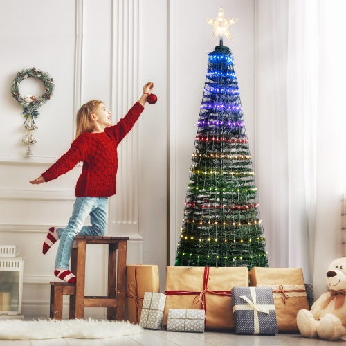 Costway 6.2 FT Pop-up Lighted Christmas Tree Pre-Lit Xmas Tree W/282 RGB LED Lights