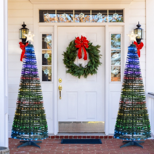 Costway 6.2 FT Pop-up Lighted Christmas Tree Pre-Lit Xmas Tree W/282 RGB LED Lights