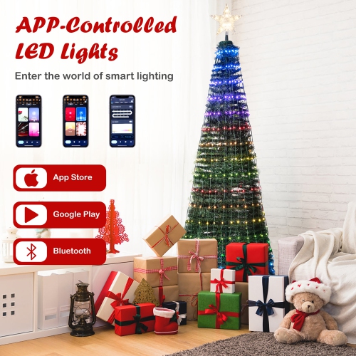 Costway 6.2 FT Pop-up Lighted Christmas Tree Pre-Lit Xmas Tree W/282 RGB LED Lights