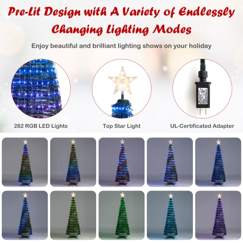 Costway 6.2 FT Pop-up Lighted Christmas Tree Pre-Lit Xmas Tree W/282 RGB LED Lights