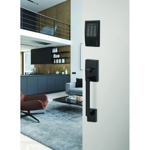 Poignée à serrure intelligente et pêne dormant Wi-Fi Encode de Schlage - Noir mat - Exclusivité Best Buy