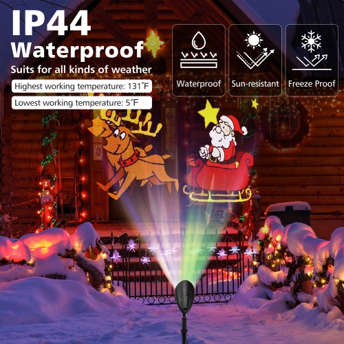 Gymax Christmas Waterproof Projector Light Holiday Decor LED Lights w/ Santa & Elk Pattern
