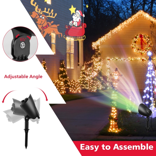 Gymax Christmas Waterproof Projector Light Holiday Decor LED Lights w/ Santa & Elk Pattern