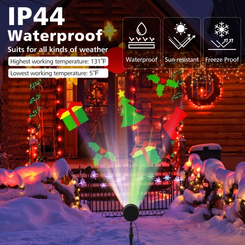 Gymax Christmas Waterproof Projector Light Holiday Decor LED Lights w/ Gift Pattern