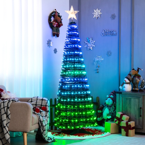 Gymax 6FT Retractable Smart Celebration Christmas Tree Pop-Up Decor w/ 282 LED Lights