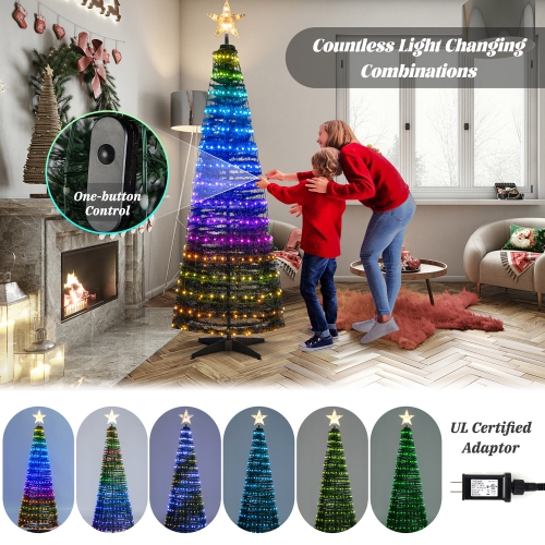 Gymax 6FT Retractable Smart Celebration Christmas Tree Pop-Up Decor w/ 282 LED Lights
