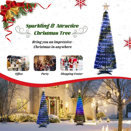 Gymax 6FT Retractable Smart Celebration Christmas Tree Pop-Up Decor w/ 282 LED Lights