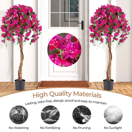 Gymax 4.5FT Artificial Tree Azalea Artificial Tree w/ Plastic Pot for Indoor & Outdoor