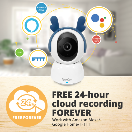 SpotCam Mibo Wireless Pet Security Camera, 2K , Indoor, Night Vision, Two-Way Talk, Motion & Sound Alert, PTZ Pan/Tilt, Pet Tracking, with Free