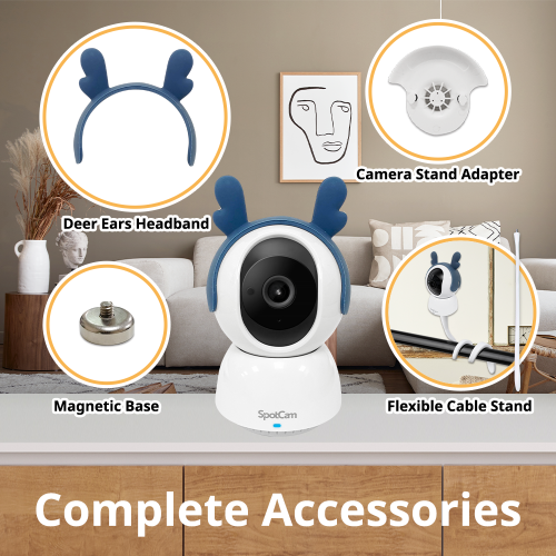 SpotCam Mibo Wireless Pet Security Camera, 2K , Indoor, Night Vision, Two-Way Talk, Motion & Sound Alert, PTZ Pan/Tilt, Pet Tracking, with Free