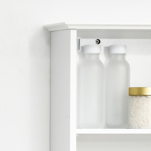 kleankin Bathroom Mirror Cabinet, Wall Mounted Medicine Cabinet, 3 Shelf Organizer for Kitchen, White