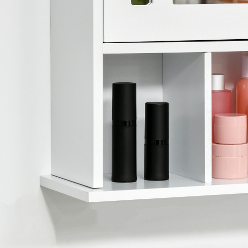 kleankin Bathroom Mirror Cabinet, Wall Mounted Medicine Cabinet, 3 Shelf Organizer for Kitchen, White