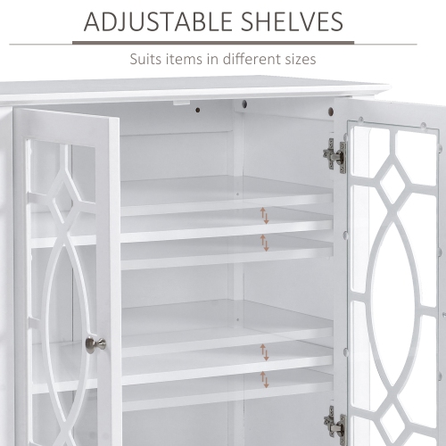 HOMCOM Sideboard Display Cabinet with Double Framed Glass Doors, 2 Adjustable Shelves, and Elevated Base, White