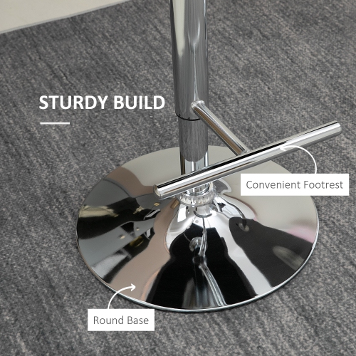 HOMCOM Modern Adjustable Bar Stools Set of 2, Swivel Velvet Barstools, Counter Height Bar Chairs with Button Tufted Back, Footrest, Nailhead Trim for