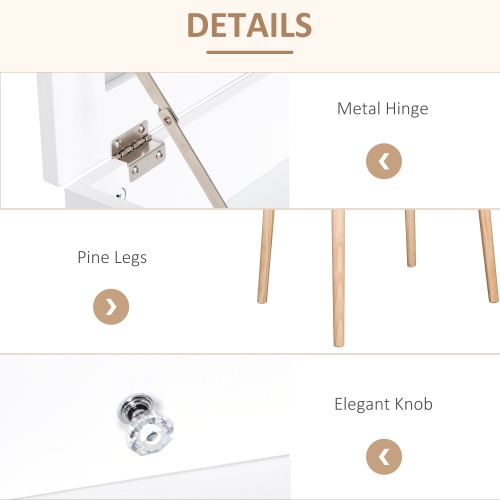 HOMCOM Makeup Vanity Desk with Flip Top Mirror, Modern Dressing Table, Make Up Desk with Flip-up Top, 2 Drawers for Bedroom, White