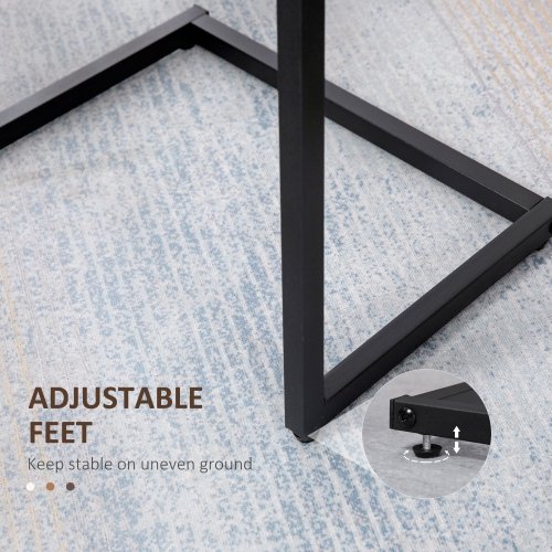 Ensemble de 3 tables de bout gigognes de HOMCOM, table d'appoint industrielle en forme de C avec cadre en acier pour canapé, lit, salon, brun rustique