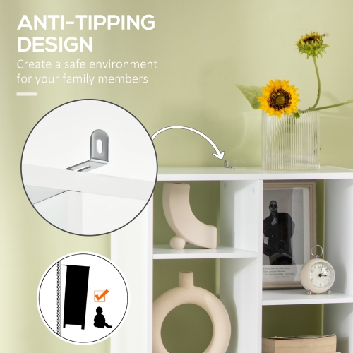 HOMCOM Tall Bookshelf with Drawer, Freestanding Bookcase with Open Shelves, Shelving Unit, Display Rack for Bedroom, Living Room, Home Office, White