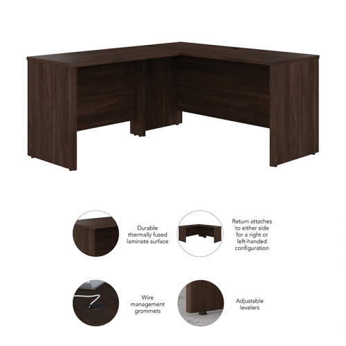 Studio C 60W L Shaped Desk with 42W Return in Black Walnut - Engineered Wood