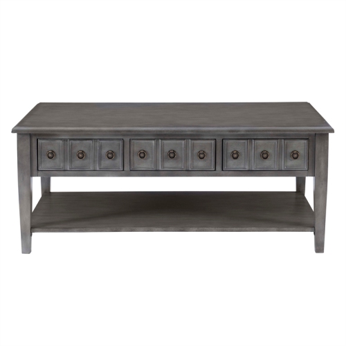 Linon Sadie Wood Coffee Table with Storage in Gray