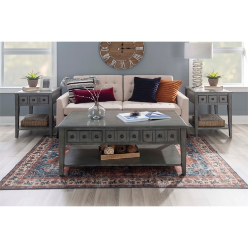 Linon Sadie Wood Coffee Table with Storage in Gray