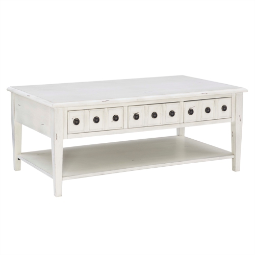 LINON  Sadie Wood Coffee Table With Storage In Cream