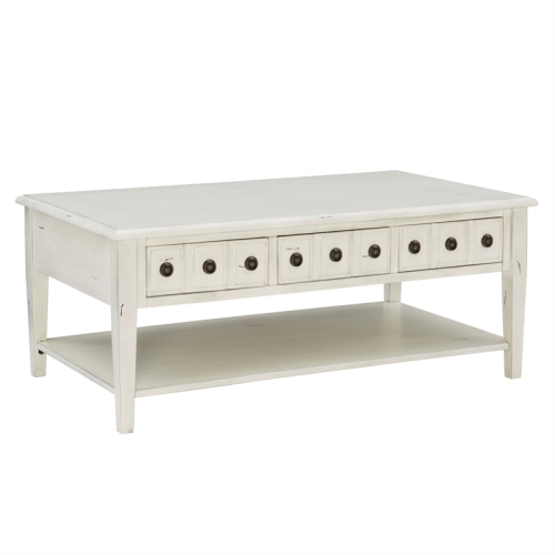 Linon Sadie Wood Coffee Table with Storage in Cream