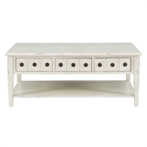 Linon Sadie Wood Coffee Table with Storage in Cream