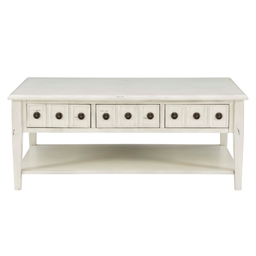 Linon Sadie Wood Coffee Table with Storage in Cream