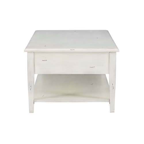 Linon Sadie Wood Coffee Table with Storage in Cream
