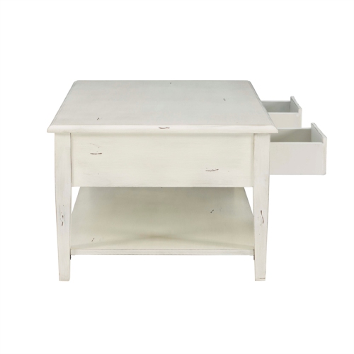 Linon Sadie Wood Coffee Table with Storage in Cream