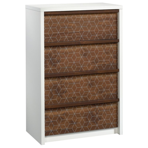 PEMBERLY ROW  4 Drawer Chest In Soft White And Grand Walnut