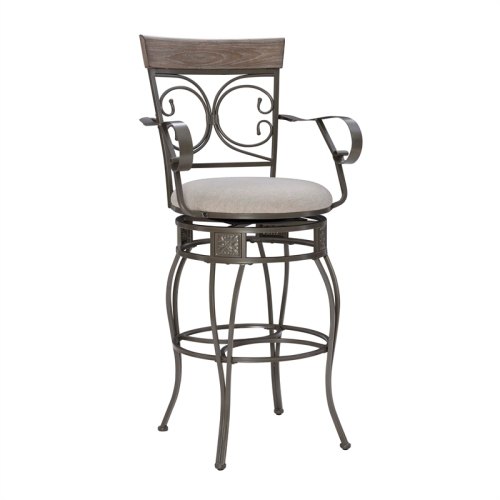 Linon Bryson Big and Tall Metal Swivel Counter Stool with Arms in Pewter Gray Best Buy Canada
