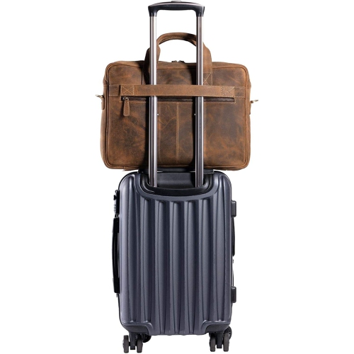 K 16 Inch Leather briefcases Laptop Messenger Bags for Men and Women Best Office School College Satchel Bag