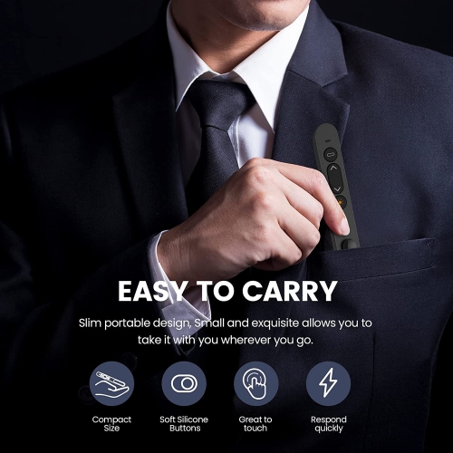 Wireless Presenter, 2.4GHz USB Control Presentation PPT PowerPoint Clicker for Mac, Keynote, Laptop, Google Slides - Support Hyperlink and Volume