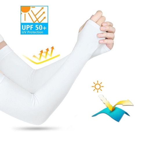 UPF 50 Sun Protection Cooling Arm Sleeves with Thumb Hole to Cover Arms, Unisex
