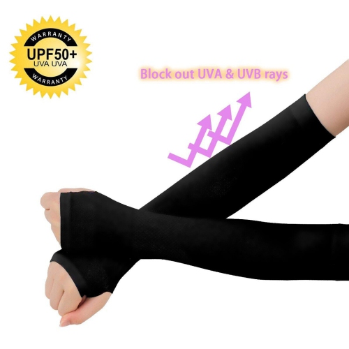 UPF 50 Sun Protection Cooling Arm Sleeves with Thumb Hole to Cover Arms, Unisex