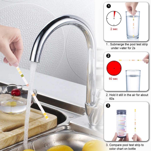 100 BANDELETTES de test 16-EN-1 pour eau potable facile à utiliser pour le fer à plomb PH Hardness