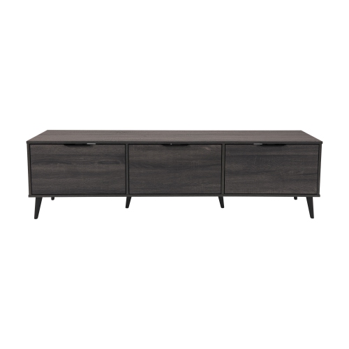 CorLiving Cole 71'' Wide Dark Grey Wood Grain TV Stand with Cabinet Storage, for TVs up to 85"