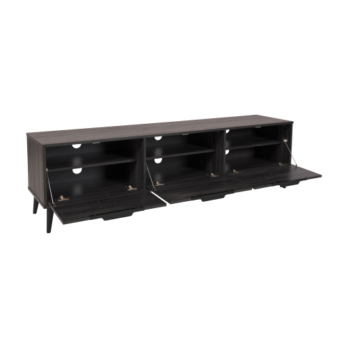 CorLiving Cole 71'' Wide Dark Grey Wood Grain TV Stand with Cabinet Storage, for TVs up to 85"
