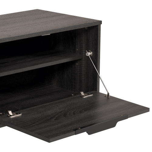 CorLiving Cole 71'' Wide Dark Grey Wood Grain TV Stand with Cabinet Storage, for TVs up to 85"