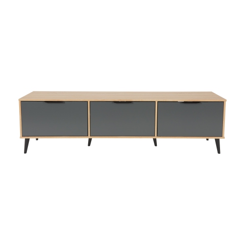 CorLiving Cole 71'' Wide Light Wood and Grey TV Stand with Cabinet Storage, for TVs up to 85"