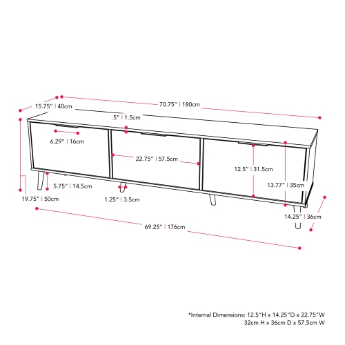 CorLiving Cole 71'' Wide Light Wood and Grey TV Stand with Cabinet Storage, for TVs up to 85"