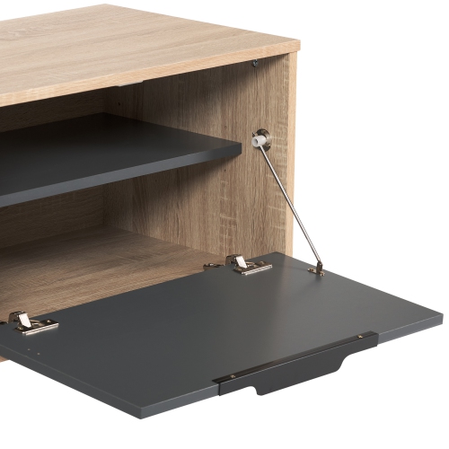 CorLiving Cole 71'' Wide Light Wood and Grey TV Stand with Cabinet Storage, for TVs up to 85"